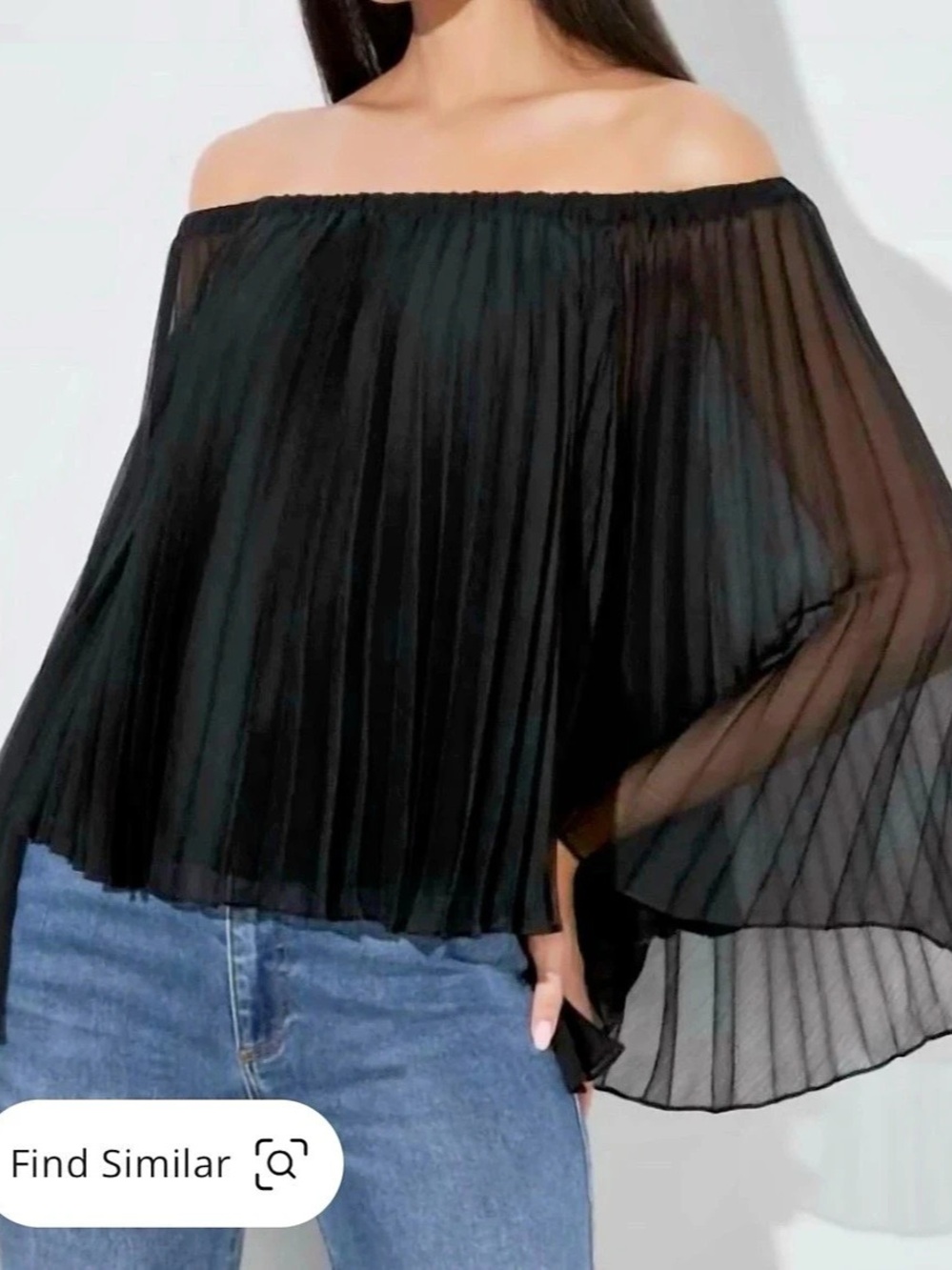 Alice + Olivia Aundrea Off-Shoulder Pleated Sleeve Blouse in Black XS